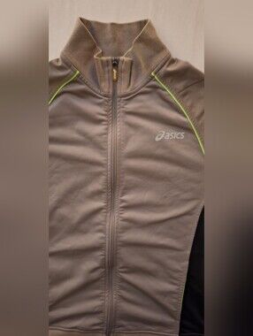 Vintage Asics GrayJacket with Neon Yellow Piping